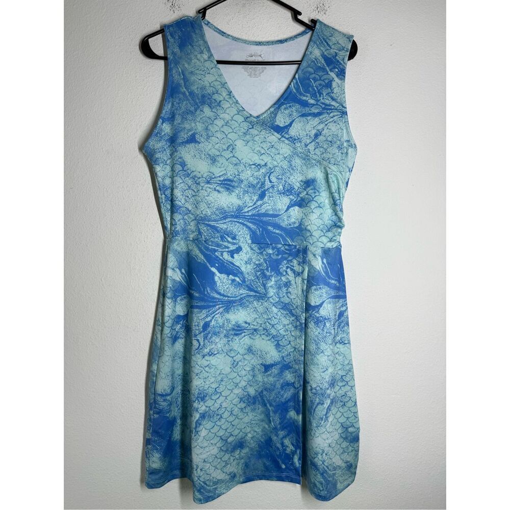 Silver Bait Womens Blue UPF 50+ Performance Sleeveless Dress V Neck Wicked Sz S